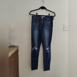 Hollister Ripped Hi-Rise Button Up Skinny Jeans